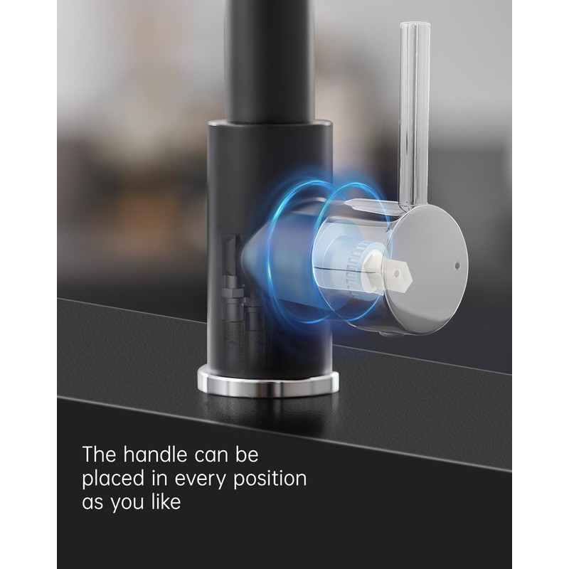 Fapully Kitchen Sink Faucet, Pull Down Kitchen Faucet, Black and
