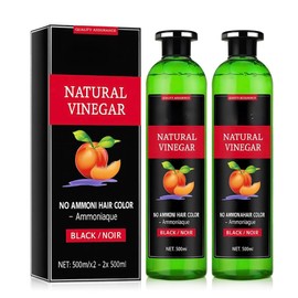 Fruit Vinegar Hair Color, Natural Black Color Dye for Hair Care, Black Hair Dye Cream 500ml*2/Pack, Ammonia Free, Instant Hair Dye, 100% Gray Hair Coverage Natural Ammonia Free Color Dye (500ml x 2)