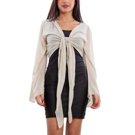 Toocool Elegant Women's Shoulder Covers Wide Sleeves Ceremony Bolero VB-10371, Beige, One Size, beige