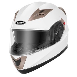 YEMA Motorcycle Full Face Helmet DOT Approved Helmet YM-829 Motorbike Moped Street Bike Racing Casco Moto Helmet with Sun Visor for Adult,Youth Men and Women - White,XXL