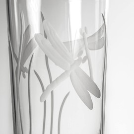 Rolf Glass Dragonfly Highball Glass 15 ounce - Set of 2 Cooler Glasses – Lead-Free Glass - Etched Drinking Glass with Heavy Base - Made in the USA