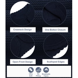 Lilax Girls' Long Sleeve Cardigan Knit Button Closure Bolero Shrug (Navy, 9-10 Years)