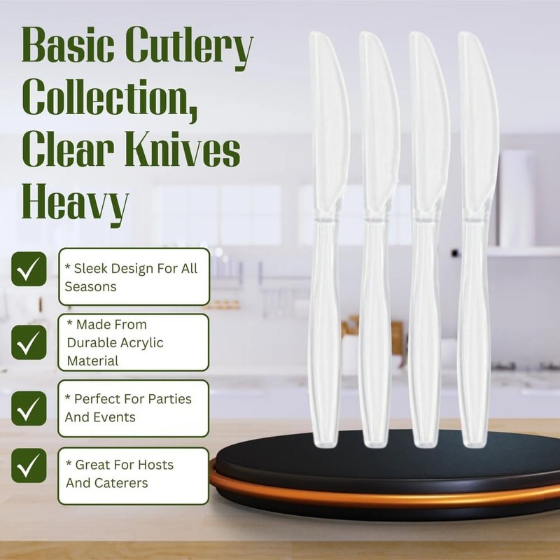 Bluesky Trading Heavy Weight Clear Plastic Knives - 50 Count