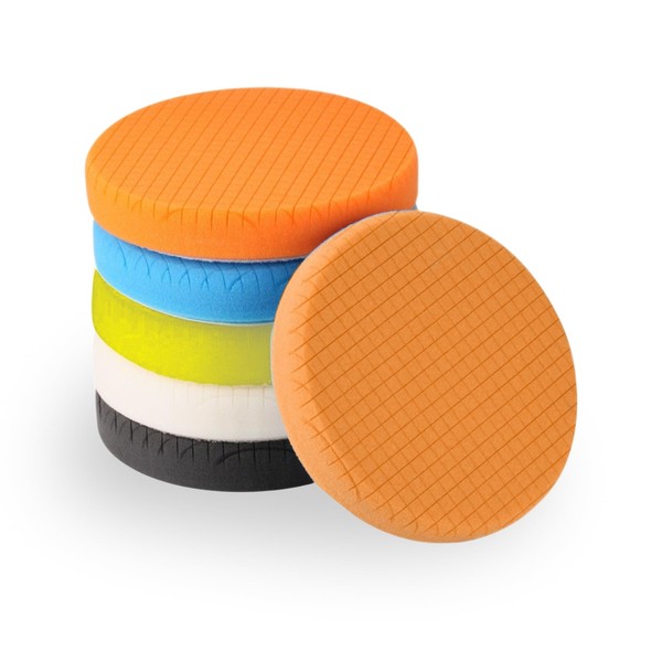 YUNPYCHY 150mm Polierpads-Set, 5tlg Polierschwämme Pads, Fünf Farben für Polieren/Schleifen/Wachsen,