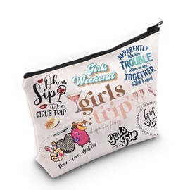 TSOTMO Girls Trip Cosmetic Bag Girls Vacation Travel Toiletry Bag Bachelorette Party Gift Besties Trip Gift Girls Weekend Gift Travel Lovers Gift for Women (GirlsTrip)