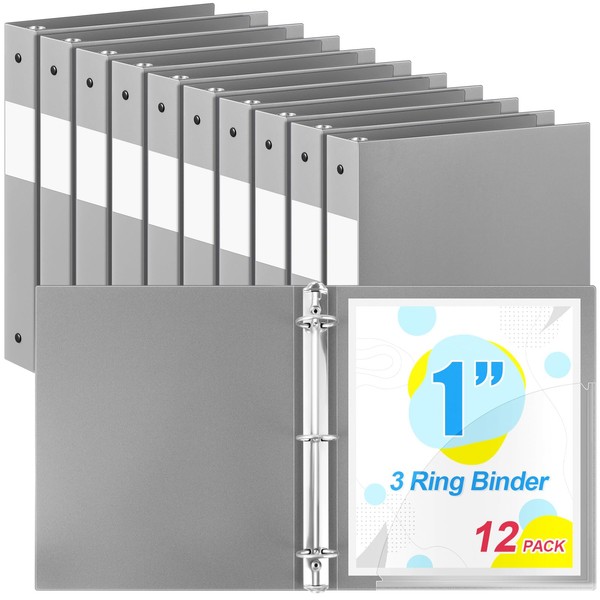 Skyygemm 12 Pcs 1 Inch 3 Ring Plastic Binder Flexible