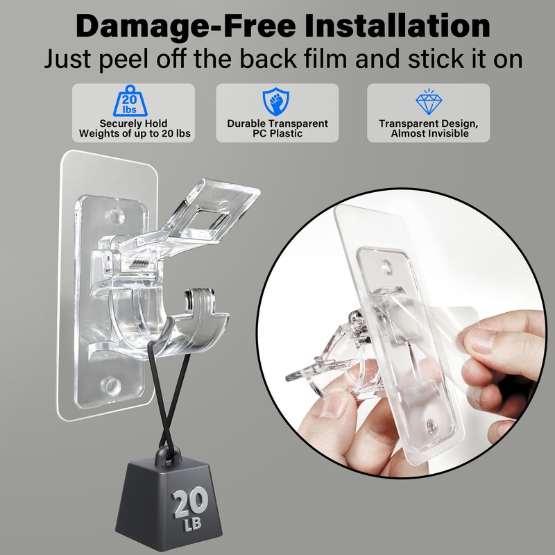 Antimbee 6-Pack No Drill Needed Curtain Rod Holders, Self Adhesive