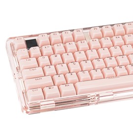 GEKUCAP Pink Clear Keycaps, Translucent Custom Keyboard Key Cap, MDA Profile Crystal Jelly Keycap Set Compatible with 61/68/84/87/98/100 ANSI Layout MX Switches Mechanical Keyboard