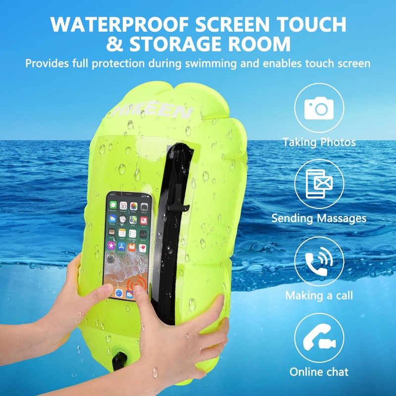 BOOSTEADY Swim Buoy-Waterproof Touchscreen Storage Space, Swim Buoy/Adjustable Waist Belt