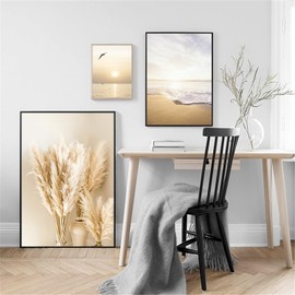 SWECOMZE Set of 3 Posters for Living Room – Pictures Decoration Bedroom – Sunset Beach Stylish Wall Pictures – Without Picture Frame (30 x 40 cm)