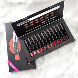 ZJchao Juego de Lápiz Labial Mate 12 Colores, Resistente al Agua Larga Duración Prueba de Manchas Maquillaje Paleta de Sombras de Ojos de Colores Desn
