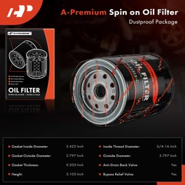 A-Premium 4-PC 10K Miles Protection Spin On Oil Filter Compatible with Ford & Toyota & Nissan & Jeep & Dodge & Lexus & Mazda & Chrysler & Lincoln & Plymouth & Mercury & Alfa Romeo & American Motors