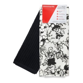 Frigidaire Blyth 2-Piece Cotton Kitchen Towel Set-Black and Flower Print