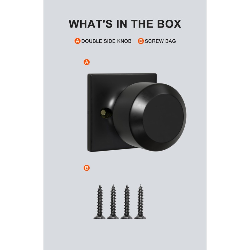 Haidms 4 Pack Black Dummy Door Knob Closet Door Knobs,