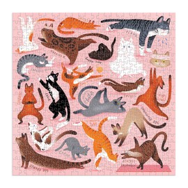 Galison - Rompecabezas de Yoga para Gatos de 500 Piezas Rompecabezas de 20 x 20 Pulgadas, Obras de Arte Brillantes y atrevidas, Piezas Gruesas y Resistentes, para Amantes de los Gatos