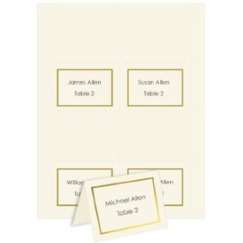 4up Printable Foil Place Card - Ecru Gold, 25 Pack