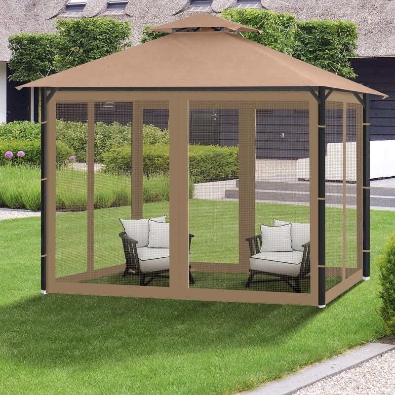 Gazebo Universal Replacement Mosquito Netting, Outdoor Canopy Net Screen 4-Panel