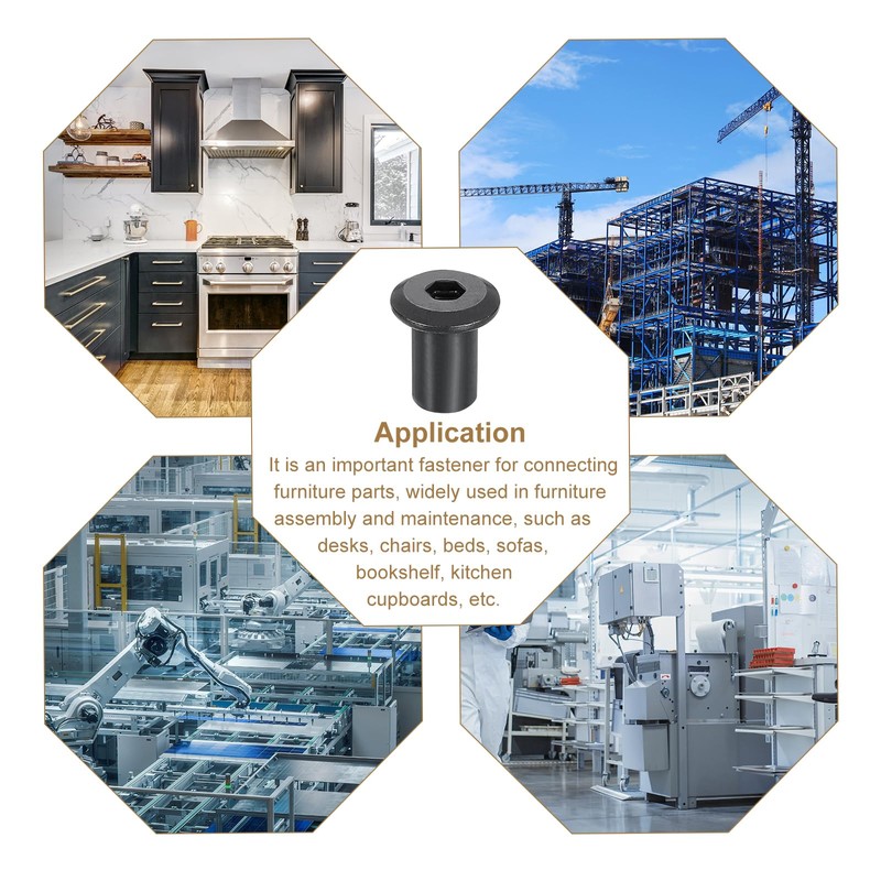 sourcing map M6x12mm Hex Socket Head Insert Nut Screw Post