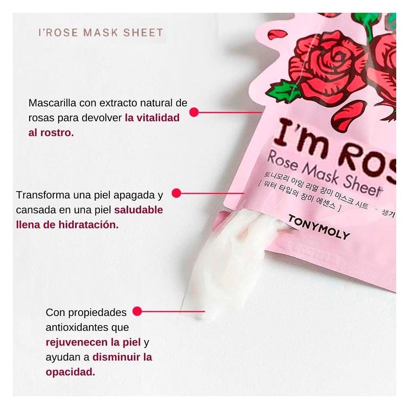TONYMOLY - Mascarilla Revitalizante De Rosas Im Real 5 pzas.