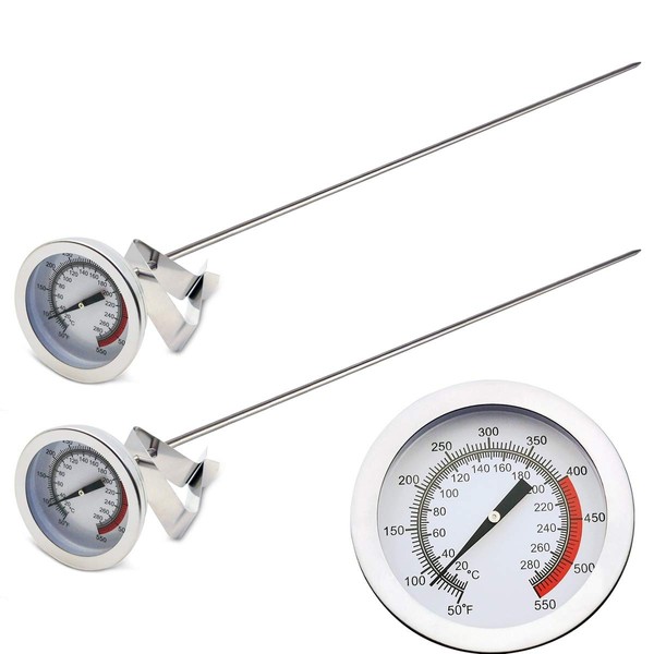 Efeng15“ Long Deep Fry Thermometer (2 Pack) with Pot Clip, 2" Dial Instant Read Turkey/Candy/Oil Thermometer for Frying,Cooking of Tall pots,Beef,Lamb,Meat
