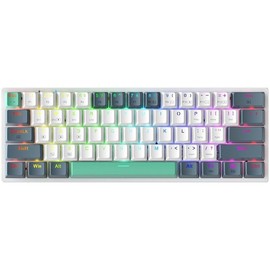 Machenike K500-B61W 60% Wireless Mechanical Gaming Keyboard with 61 Keys, Hot-Swappable Switches, Vibrant RGB Backlight, and Triple Mode Connectivity - Color: Red/Linear