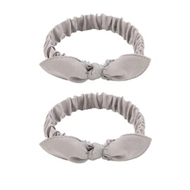 ZCYYYS Women Rabbit Ear Headband Knot Bow Hairband, Easter Ear Hairband Make Up Washing Face Headband Shower Elastic Hair Band, Sport Yoga Headband 2 Pack TSFD64 (Gray, One Size)