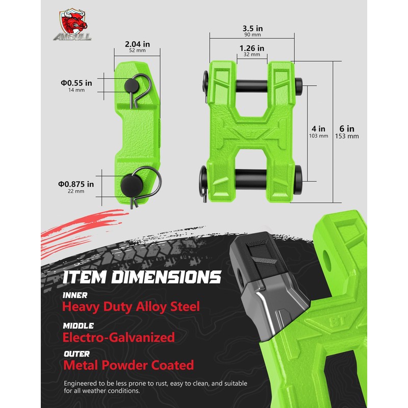 AMBULL H-Shaped Towing Winch Shackle, Heavy Duty Winch Fairlead Hook,