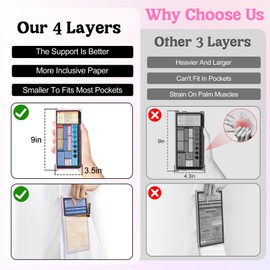 Nursing Clipboard Foldable-4 Layers Aluminum Nurse Foldable Clipboard Nursing Medical Edition Cheat Sheets, Nursing Pocket Size Pen Clip Pocket Clipboard for Nurses Students School and Doctors-Pink