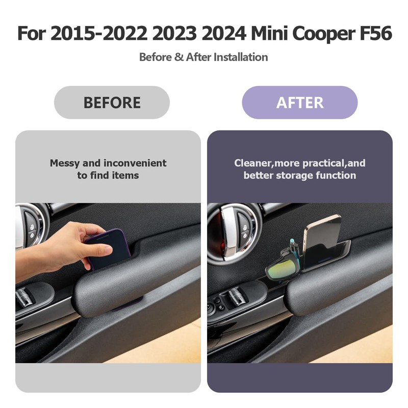 ZCLINKO for 2024 Mini Cooper F56 Organizer Front Door Side