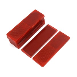 REPAIROCK Automotive Car Red Rectangle Stick-on Safety Reflector Plate w/o Holes 10PCS Auto Replacement Parts