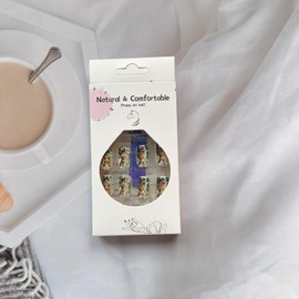 Easter Press on Nails Medium Length Fake Nails Cute Bunny Flowers Design Full Cover Stick on Nails Spring Summer False Nails Glossy Easter Rabbit Flowers Glue on Nails for Women Manicure, 24Pcs