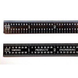 PEC Tools 12 Inch 5R Flexible Black Chrome, High Contrast Machinist Ruler with Markings 1/10 Inch, 1/100 Inch, 1/32 Inch and 1/64 Inch (Оne Расk)
