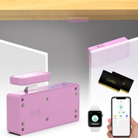 Dhiedas Smart Cabinet Locks for Baby Proofing, Bluetooth RFID NFC Keyless Electronic Hidden Safe No Drilling Drawer Lock for Adults Child Safety, Cupboard Closet Door Lock (Pink)