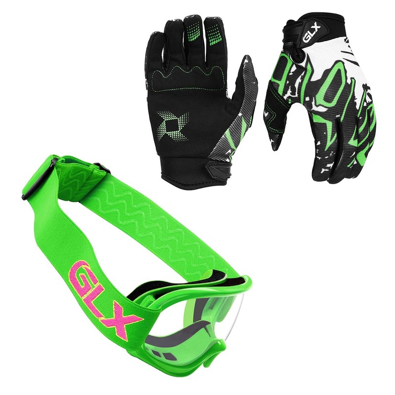 GLX GX623 Youth ATV/Dirt Bike Helmet Combo - Retro Green,