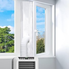 Gachiwar 300 cm Air Conditioning Window Seal, Portable AC Window Seal Set, Double Zip, Casement Window Seal Set for Mobile Air Conditioning, Waterproof Window Seal, Ventilation Seal