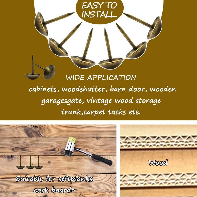 Ruidee 200 PCS Antique Upholstery Tacks,Upholstery Tacks Pins,Furniture Decorative Thumbtacks,Tacks