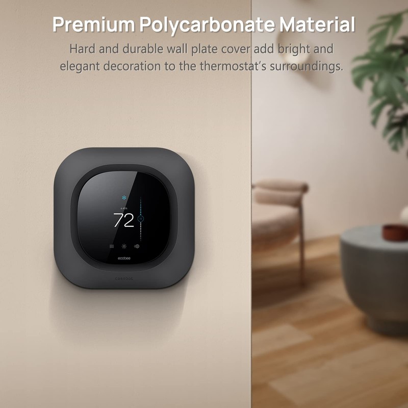 CaseBot Matte Black Wall Plate for 2022 Ecobee Smart Thermostat