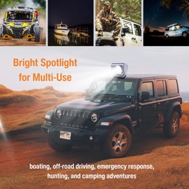 Railhead 12V-24V LED Remote Control Spotlight, Low Profile 360 Rotation for Trucks and Marine Boats Outdoors, 7 Flash Modes 50W 4500 Lumen Waterproof Search Light Magnetic Base RH-RCL-30LP (White)