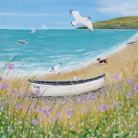 Museums & Galleries Lucy Grossmith Sunshine and Seagulls Art Greeting Card with White Envelope