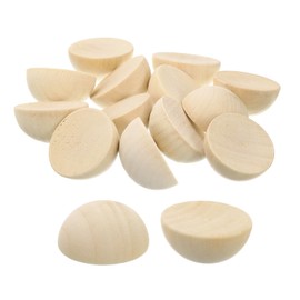 sourcing map 15Pcs Half Wood Beads, 35mm Unfinished Hemisphere Balls Round Natural Wooden Beads for DIY Crafting, Festival Ornaments