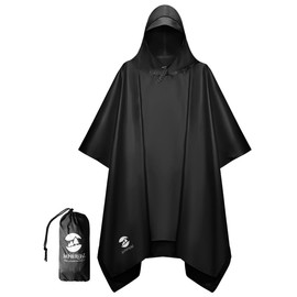 SaphiRose SaphiRose Hooded Rain Poncho Waterproof Raincoat Jacket for Men Women Adults (Black)