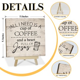 Christian Gifts Inspirational Quotes Desk Decor Gifts for Coffee Lovers Women Her Friends, Positive Plaque With Wooden Stand Desk Decorations for Home Coffee Bar Farmhouse Kitchen Shelf Tabletop (20)