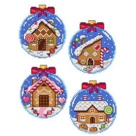 Crafting Spark Counted Cross-Stitch Kit "Gingerbread Houses Baubles Dark Blue" 169CS