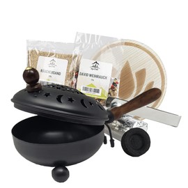 Incense Pan Set Star 6 Pieces - Incense Burner for Smoking Frankincense, Resins, Includes Frankincense, Charcoal, Smoking Sand, Incense Tongs