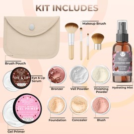 TIMELESS LOOK KIT (FAIR 1) Full Size Mineral Makeup Set Matte Foundation Bare Face Sheer Powder Cover