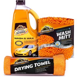 Armor All Car Wash Kit, Includes Car Wash Soap, Wash Mitt & Microfiber Towel (3 Piece Kit)