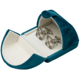 Soft Velvet Small Cufflink Box for Men,Cuff Links Storage Box for Jewellery Display (Peacock Blue)