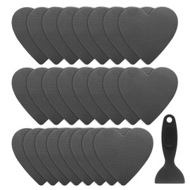 HARFINGTON 24pcs Non Slip Bathtub Stickers Bath Shower Floor 4" Anti-Slip Adhesive Sticker Tape Heart Style Decals with Scraper for Bathroom Kitchen Bathtub Treads Stairs, Gray