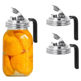 Wide Mouth Mason Jar Flip Pouring Spout Lids with Handle.Turns Mason Jar to Pitcher.Suitable for Drinking, Salad, Dressing Pouring, Leak-Proof