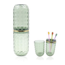 Tragbarer Reise-Zahnbürstenhalter mit Abdeckung, multifunktionales Zahnbürstenetui, Zahnbürstenhalter für Badezimmer, Geschäftsreisen, Reisen, Schule (dunkelgrün)